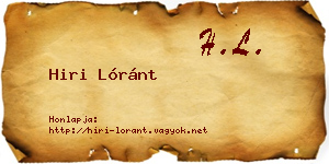 Hiri Lóránt névjegykártya